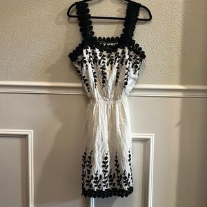 Max Studio Flower Embroidered Elastic Waist Dress